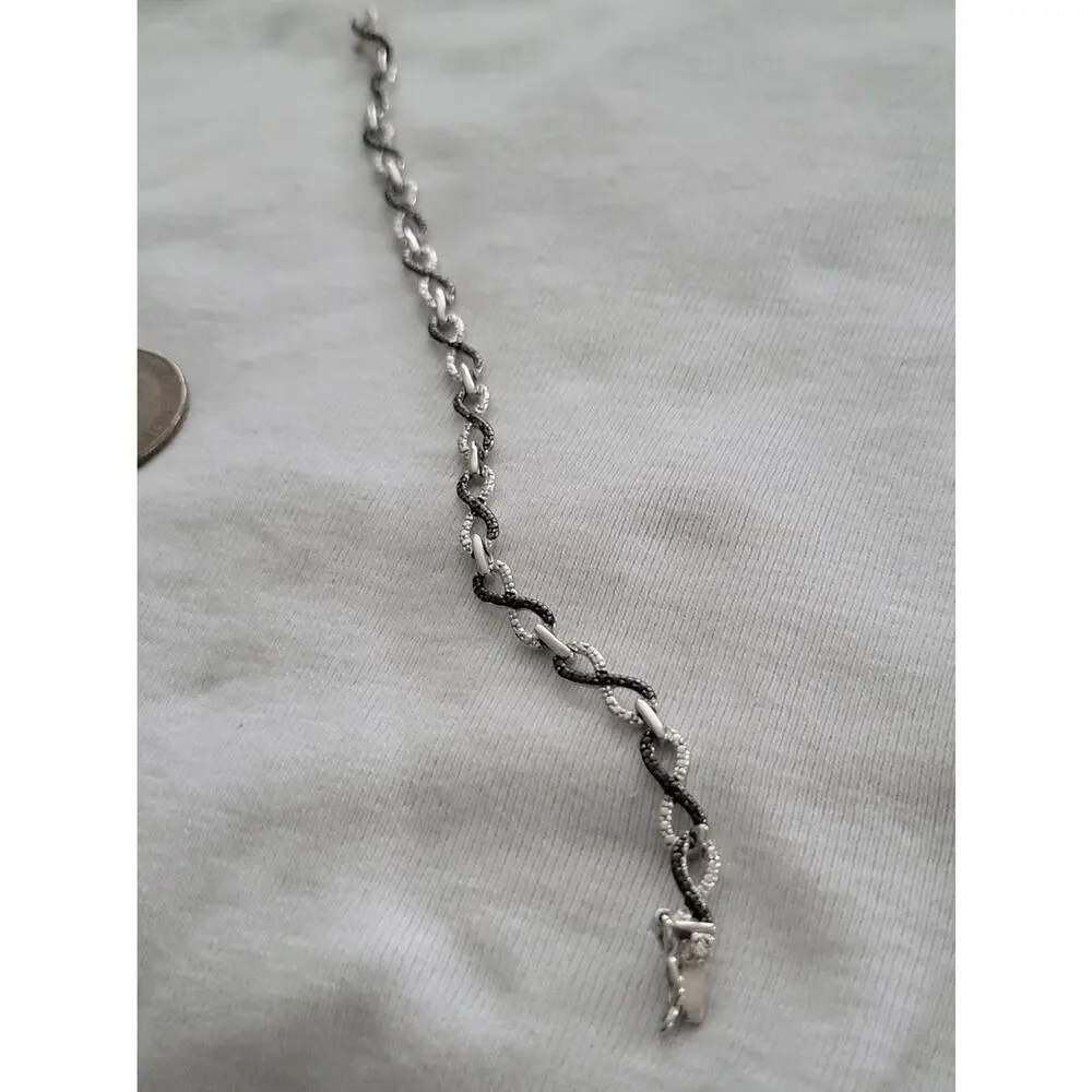 7 1/2" Sterling Silver rope infinity Chain Bracelet, signed DBT - Picture 6 of 7